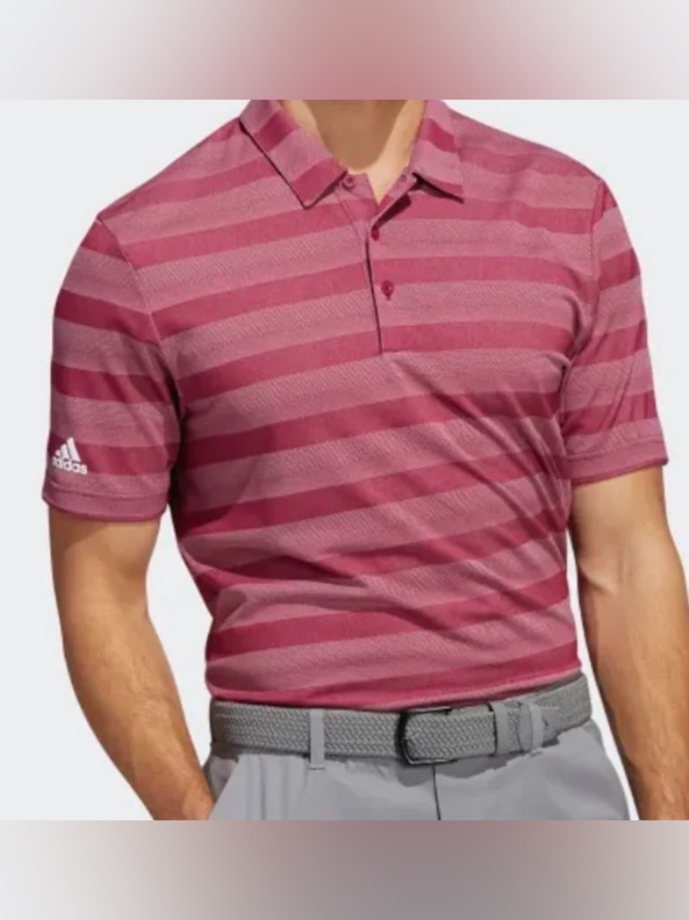 Adidas Two Tone Striped Golf Polo Shirt Men’s Size Medium
